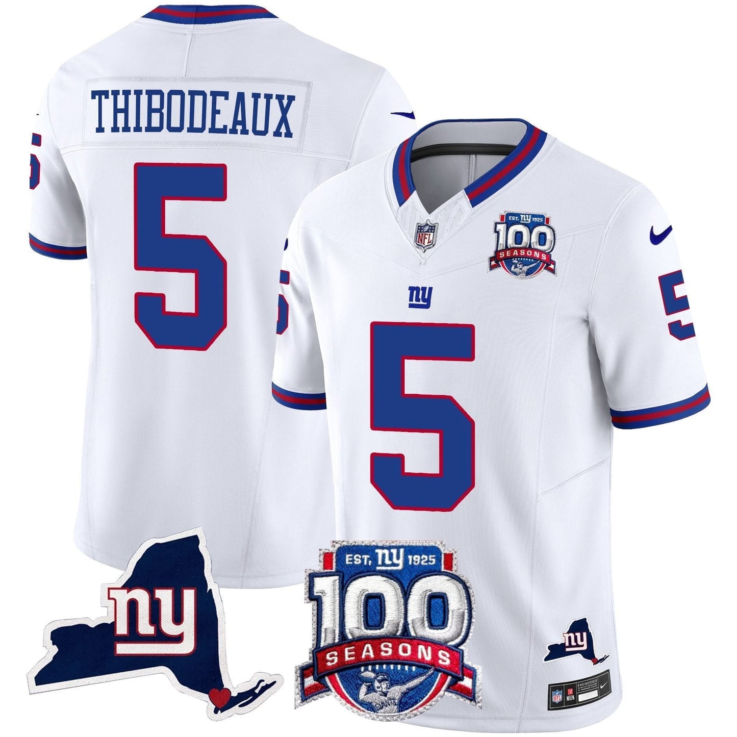 Men's New York Giants 100th Season & State Patch Vapor Limited Jersey - All Stitched