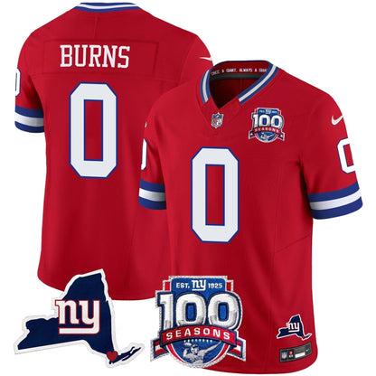 Men's New York Giants 100th Season & State Patch Vapor Limited Jersey - All Stitched