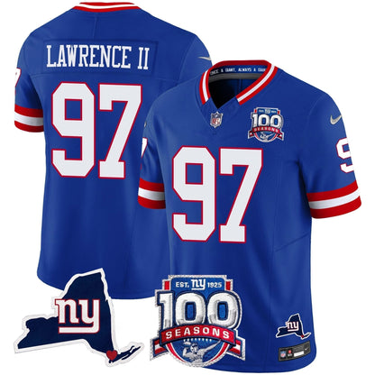 Men's New York Giants 100th Season & State Patch Vapor Limited Jersey - All Stitched