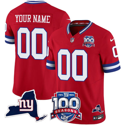 New York Giants 100th Season & State Patch Vapor Limited Custom Jersey - All Stitched