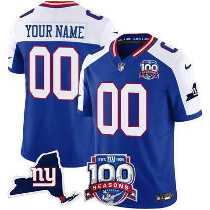 New York Giants 100th Season & State Patch Vapor Limited Custom Jersey - All Stitched