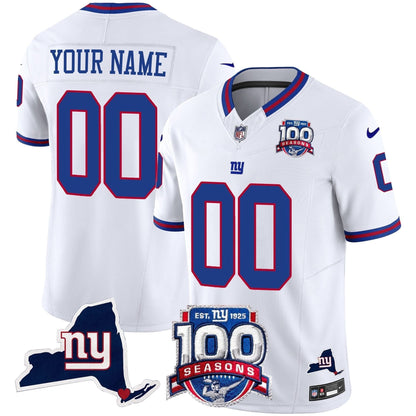 New York Giants 100th Season & State Patch Vapor Limited Custom Jersey - All Stitched