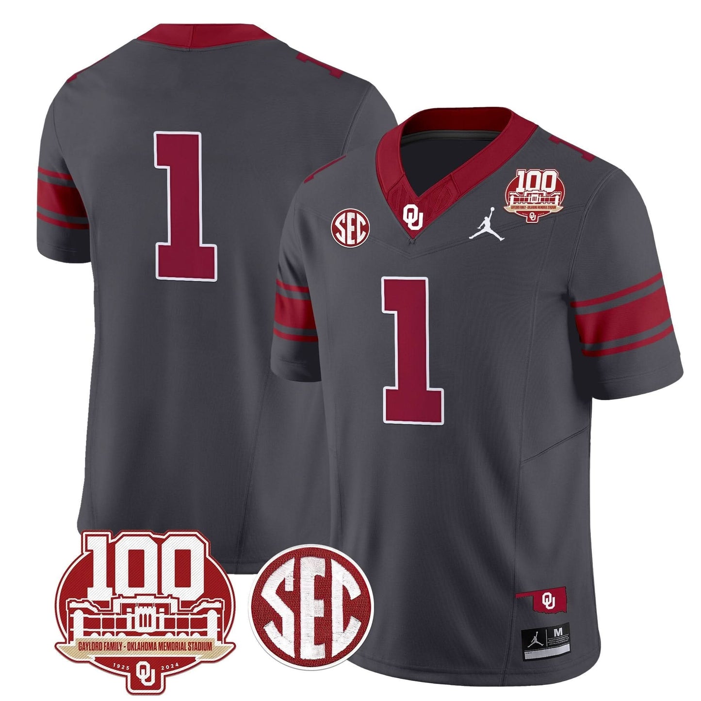 Oklahoma Sooners 100th Anniversary Patch Vapor Limited Jersey - All Stitched