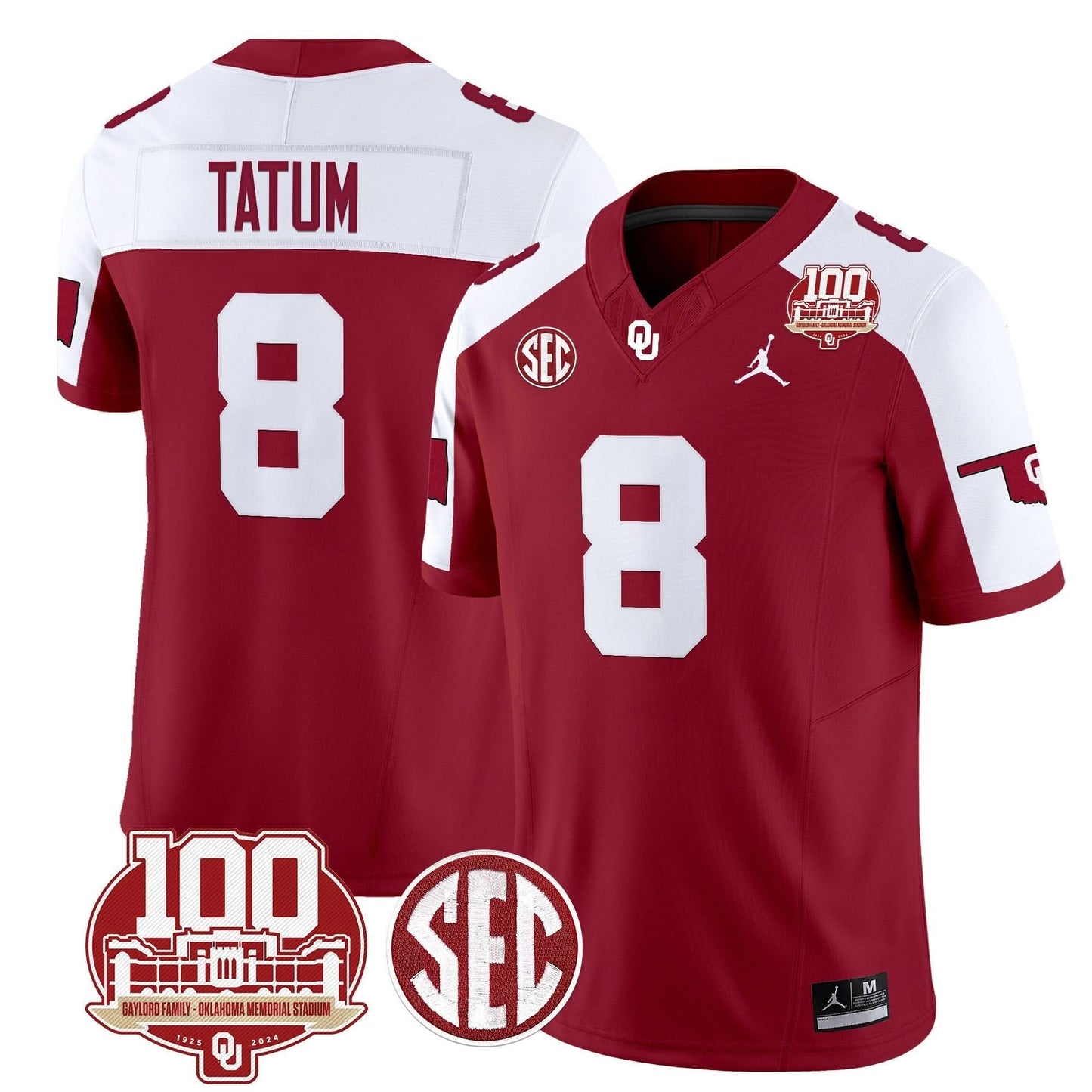 Oklahoma Sooners 100th Anniversary Patch Vapor Limited Jersey - All Stitched