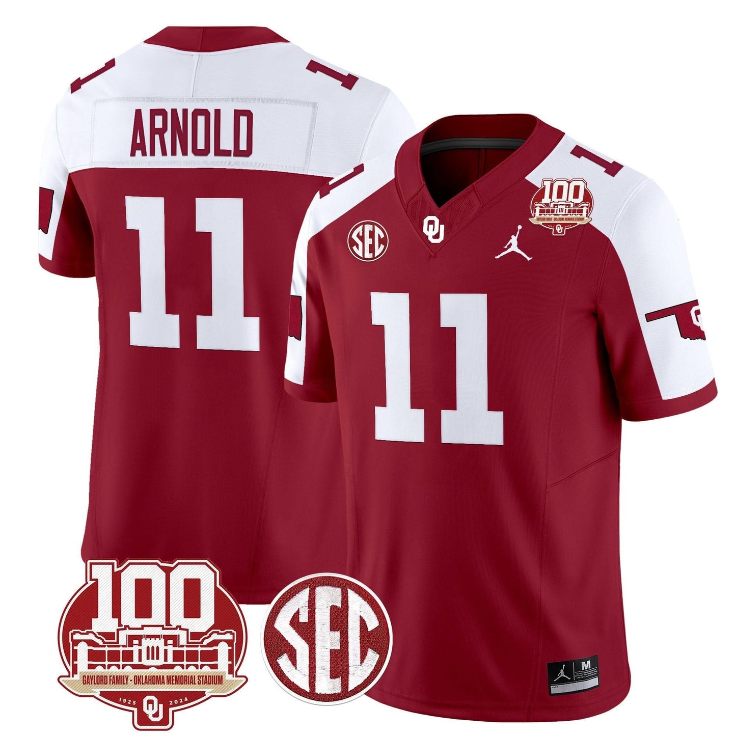 Oklahoma Sooners 100th Anniversary Patch Vapor Limited Jersey - All Stitched