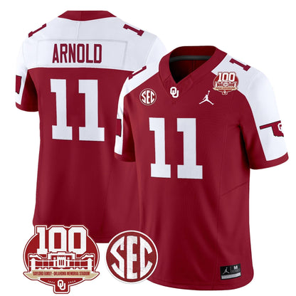 Oklahoma Sooners 100th Anniversary Patch Vapor Limited Jersey - All Stitched