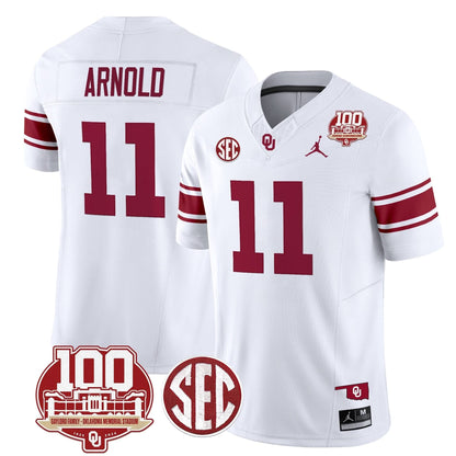 Oklahoma Sooners 100th Anniversary Patch Vapor Limited Jersey - All Stitched