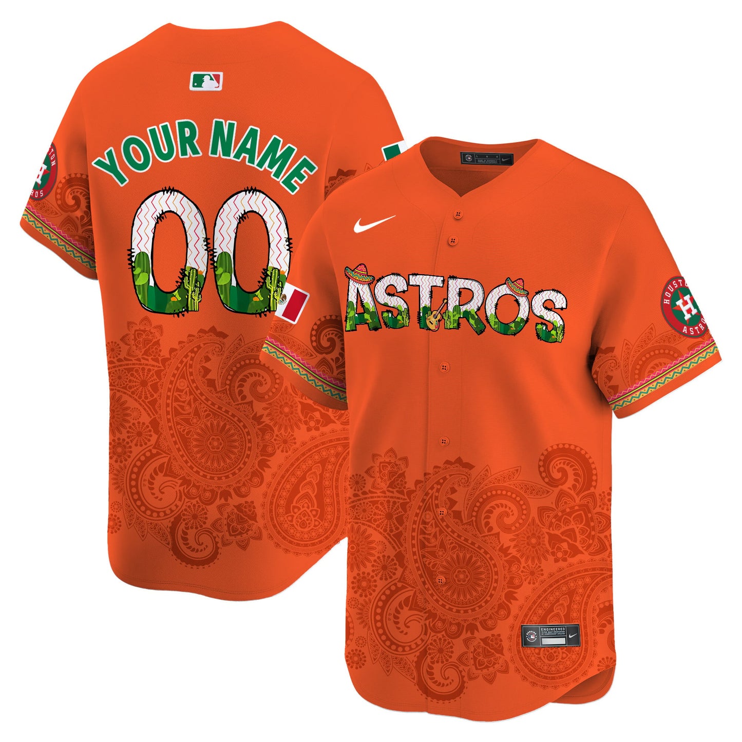 Houston Astros Paisley Mexico Vapor Premier Limited Custom Jersey V4 - Printed