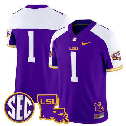 Men's LSU Tigers 2025 Louisiana Patch Vapor Limited Jersey - All Stitched