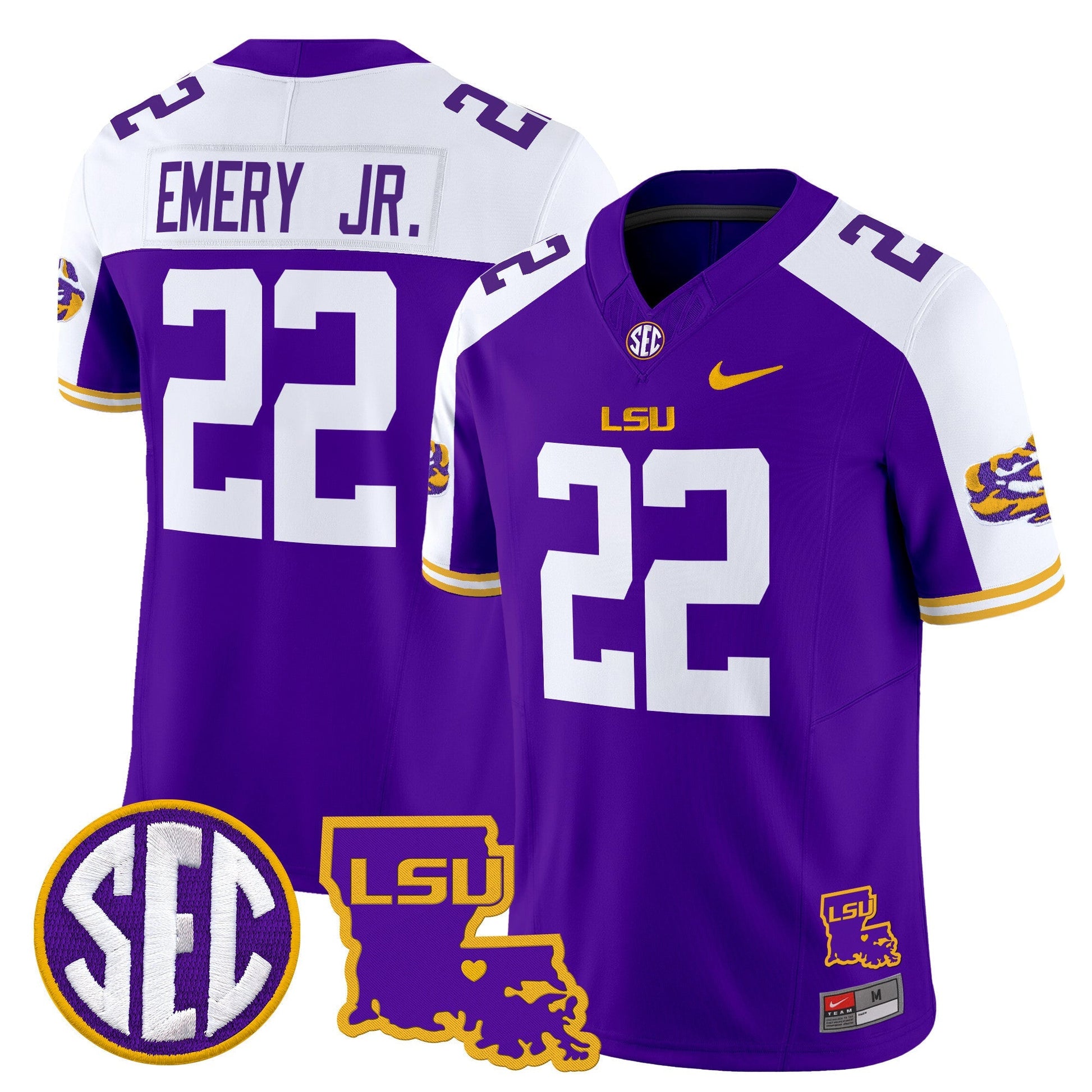 Men's LSU Tigers 2025 Louisiana Patch Vapor Limited Jersey - All Stitched