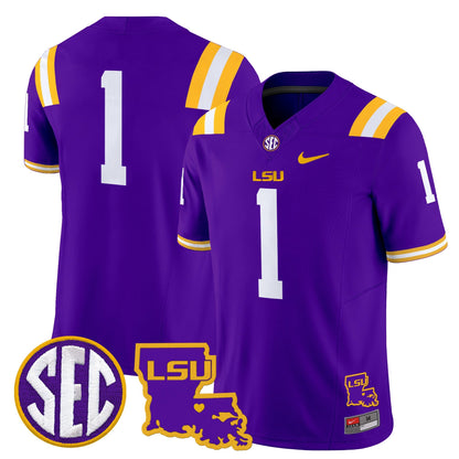 Men's LSU Tigers 2025 Louisiana Patch Vapor Limited Jersey - All Stitched