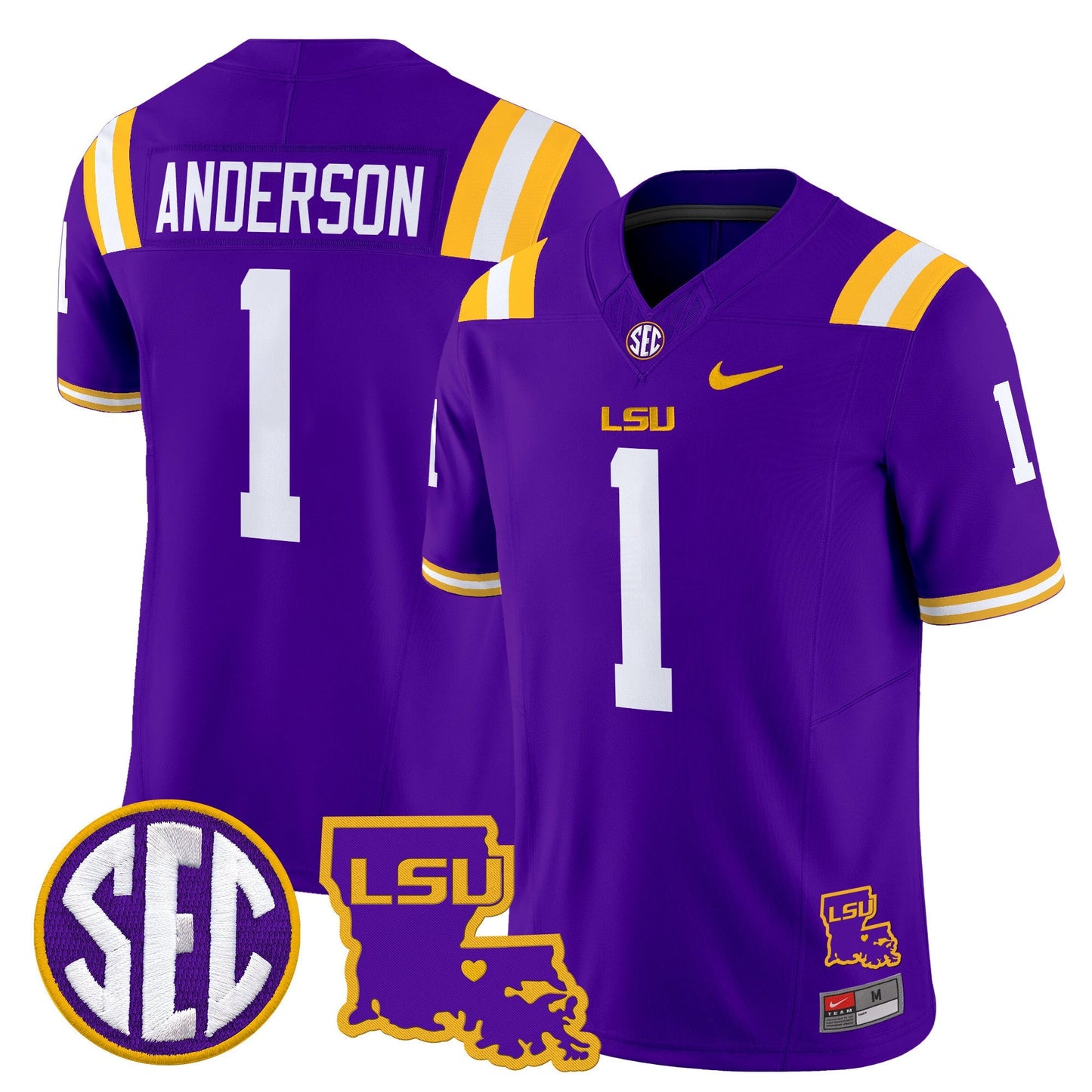 Men's LSU Tigers 2025 Louisiana Patch Vapor Limited Jersey - All Stitched