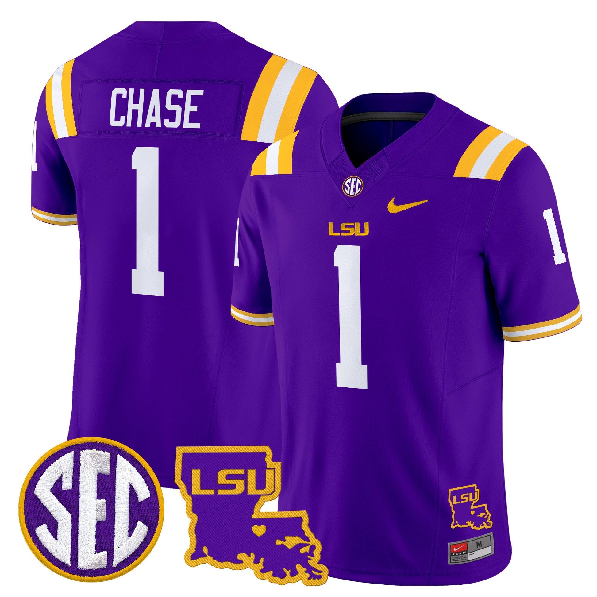Men's LSU Tigers 2025 Louisiana Patch Vapor Limited Jersey - All Stitched