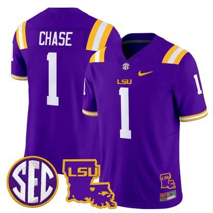 Men's LSU Tigers 2025 Louisiana Patch Vapor Limited Jersey - All Stitched
