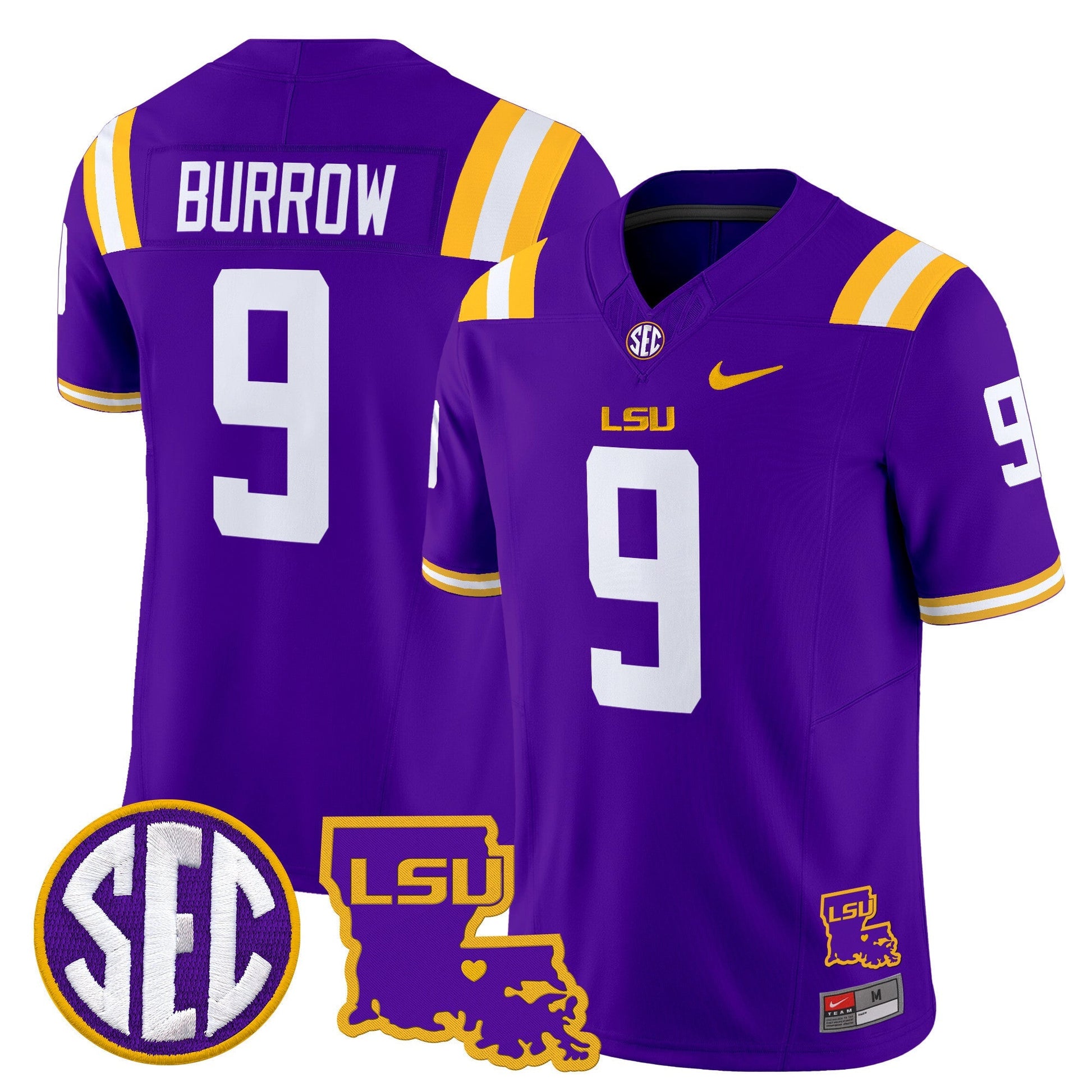 Men's LSU Tigers 2025 Louisiana Patch Vapor Limited Jersey - All Stitched
