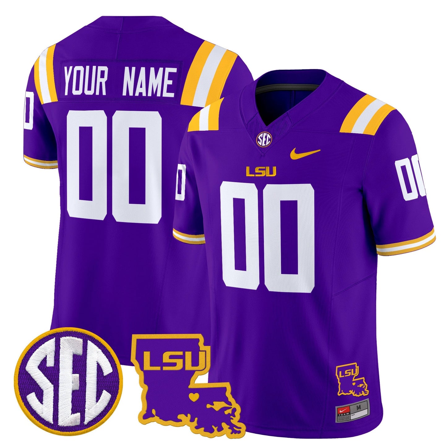 LSU Tigers 2025 Louisiana Patch Vapor Limited Custom Jersey - All Stitched