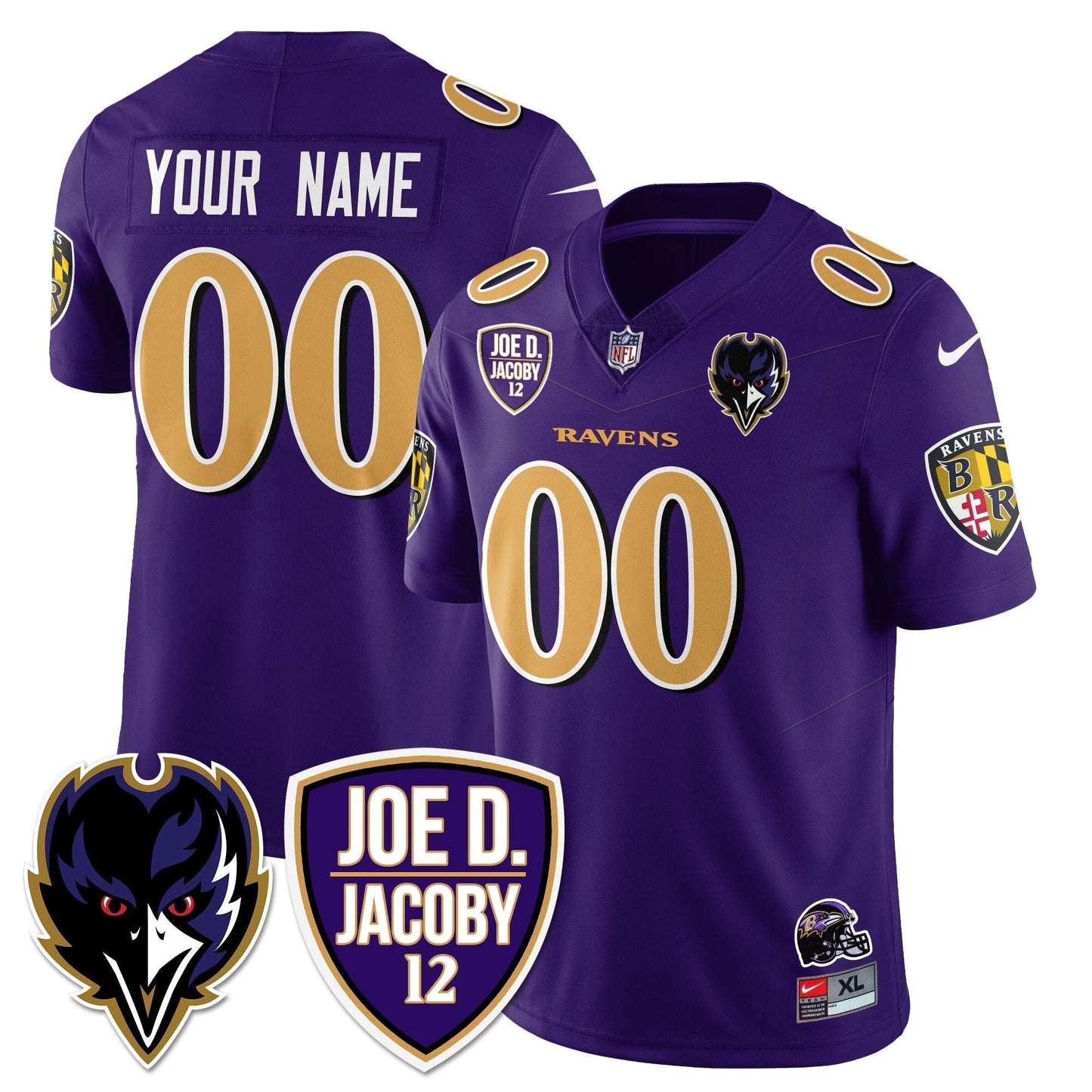 Custom Ravens Purple Rising 2025 Vapor Limited Jersey - All Stitched