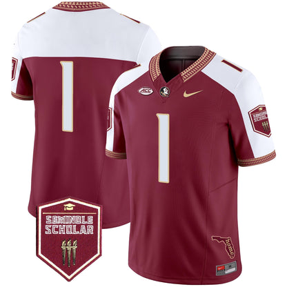 Men's Florida State Seminoles 2025 Seminole Scholar Patch Vapor Limited Jersey - All Stitched