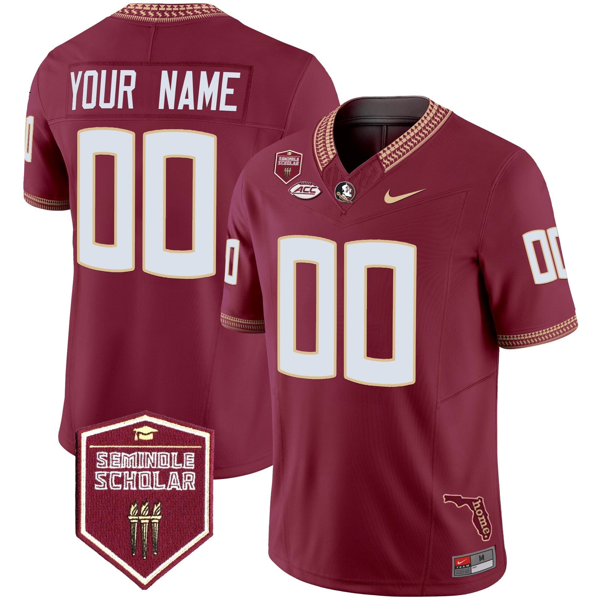 Florida State Seminoles 2025 Seminole Scholar Patch Vapor Limited Custom Jersey - All Stitched