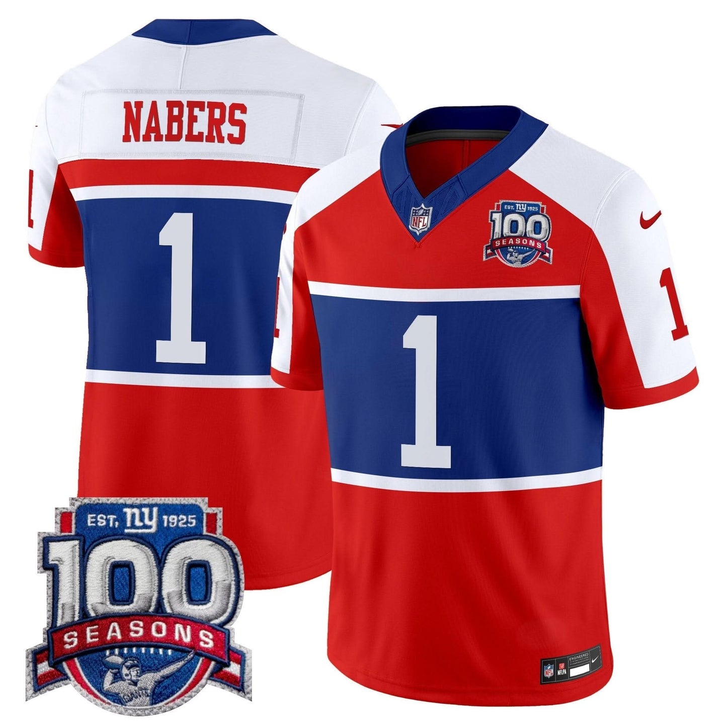 New York Giants 'Century Red' 100th Season Commemorative Vapor Jersey - All Stitched