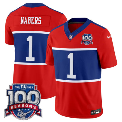 New York Giants 'Century Red' 100th Season Commemorative Vapor Jersey - All Stitched
