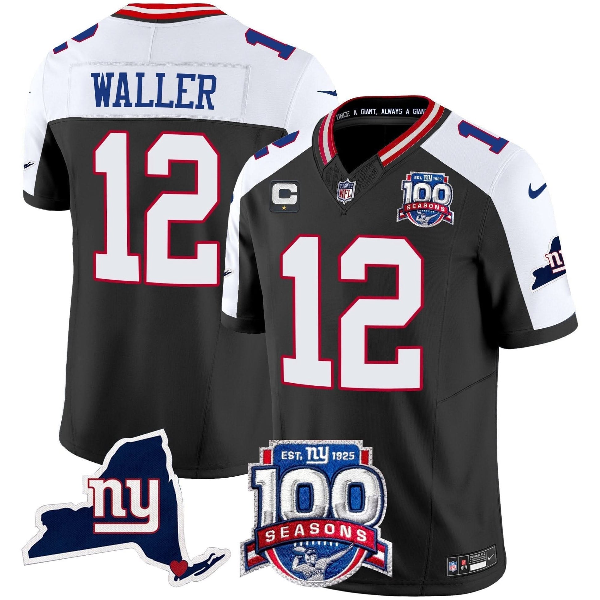 Men's New York Giants 100th Season & State Patch Vapor Limited Jersey - All Stitched