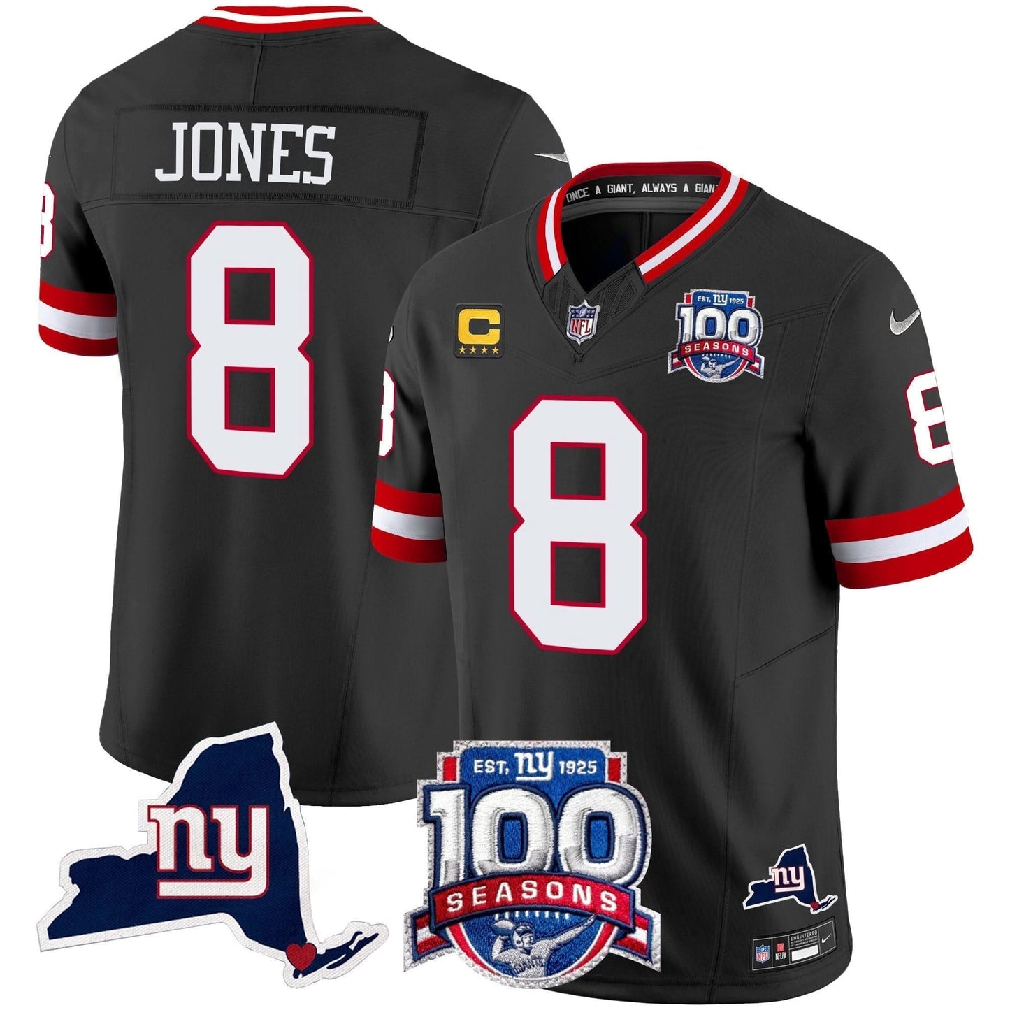 Men's New York Giants 100th Season & State Patch Vapor Limited Jersey - All Stitched