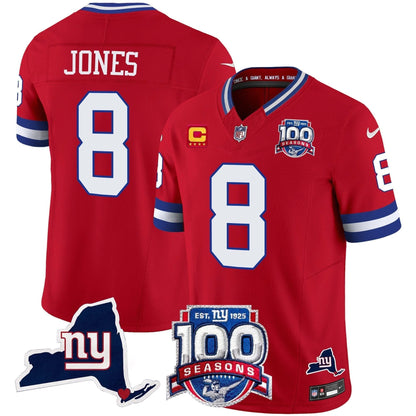 Men's New York Giants 100th Season & State Patch Vapor Limited Jersey - All Stitched