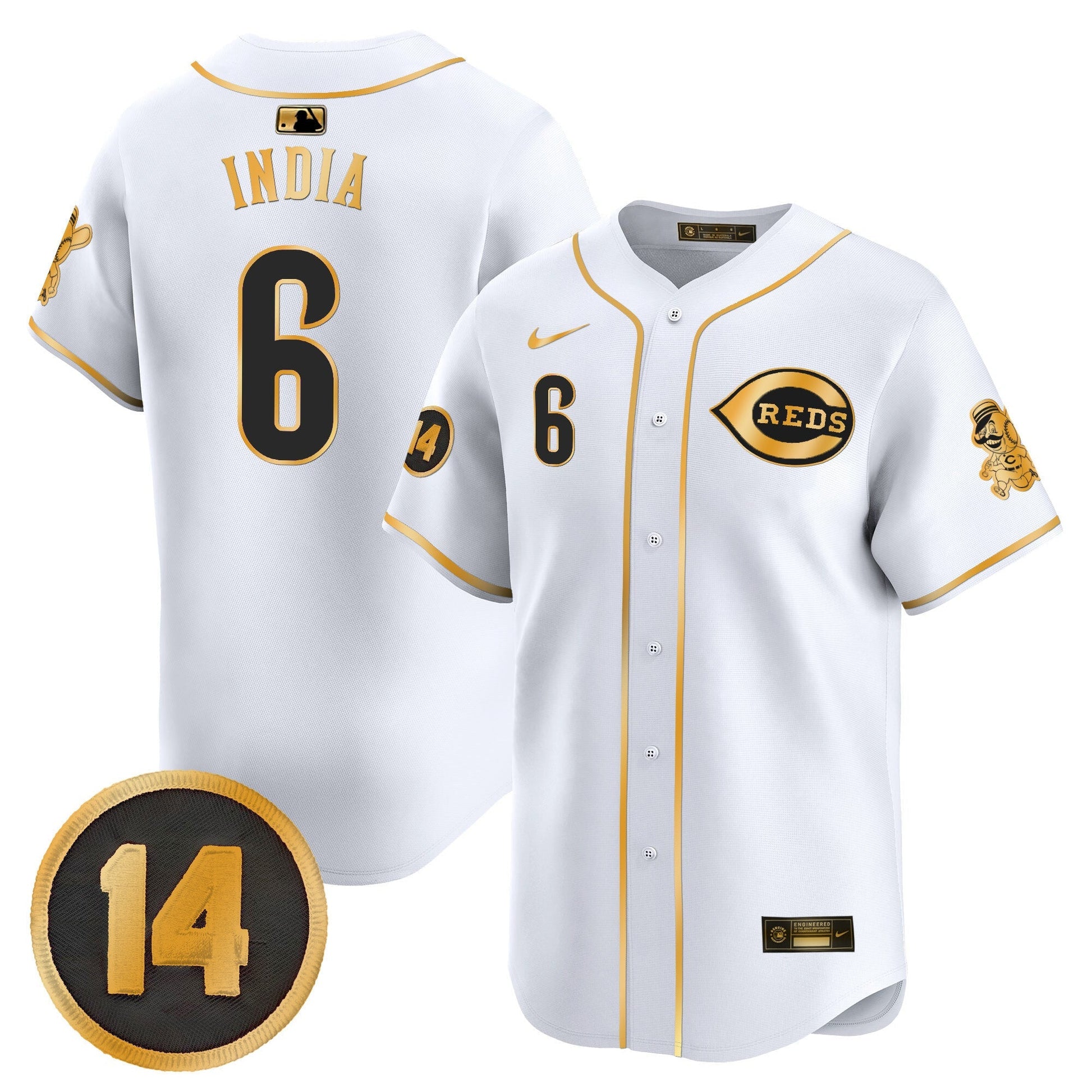 Men's Cincinnati Reds Pete Rose Patch Vapor Premier Limited Jersey - All Stitched