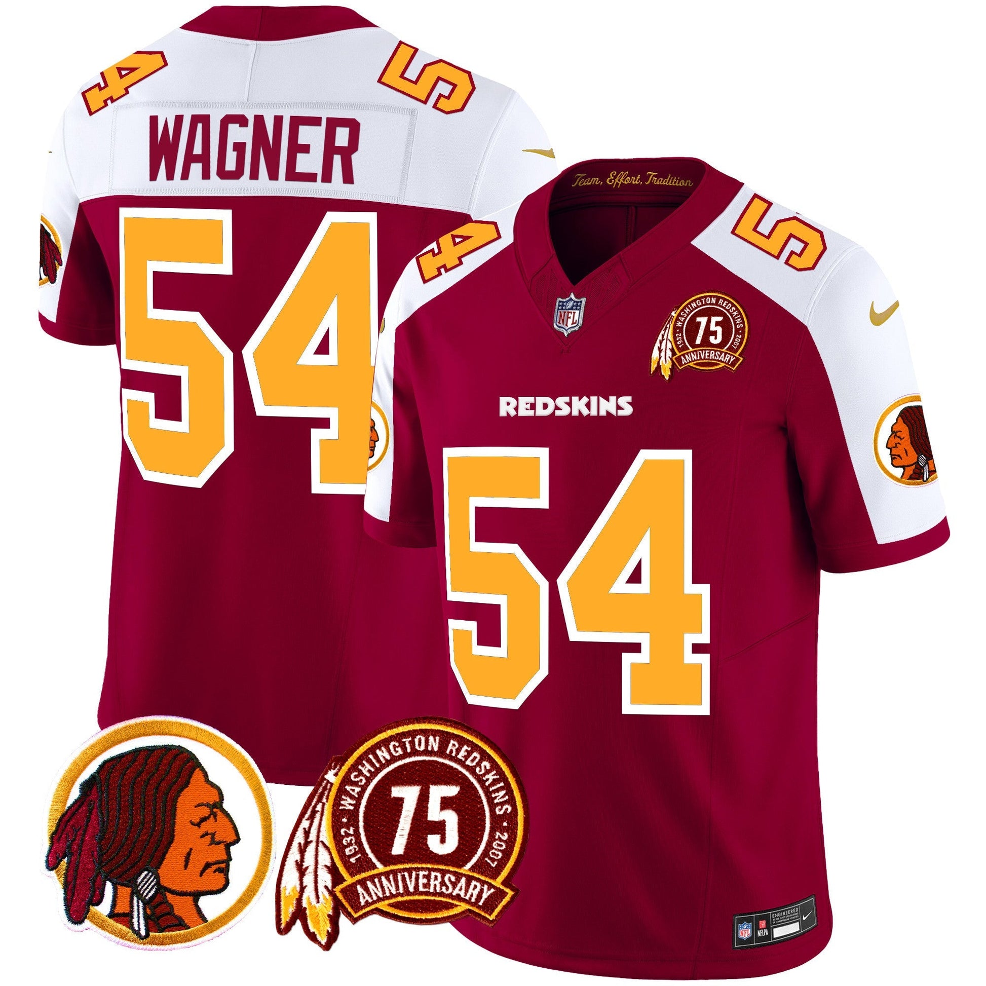 Men's Washington Redskins 75th Patch Throwback Vapor Limited Jersey - All Stitched