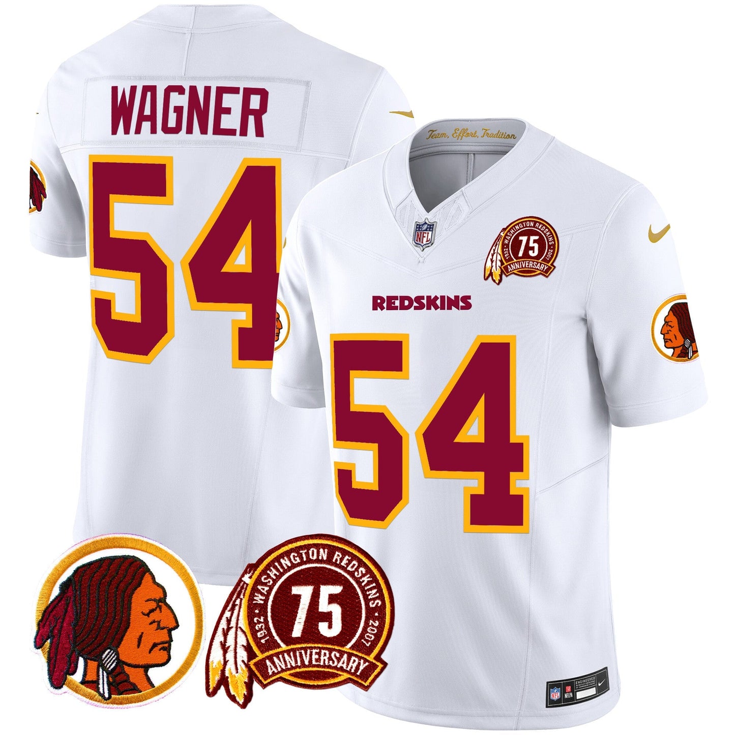 Men's Washington Redskins 75th Patch Throwback Vapor Limited Jersey - All Stitched