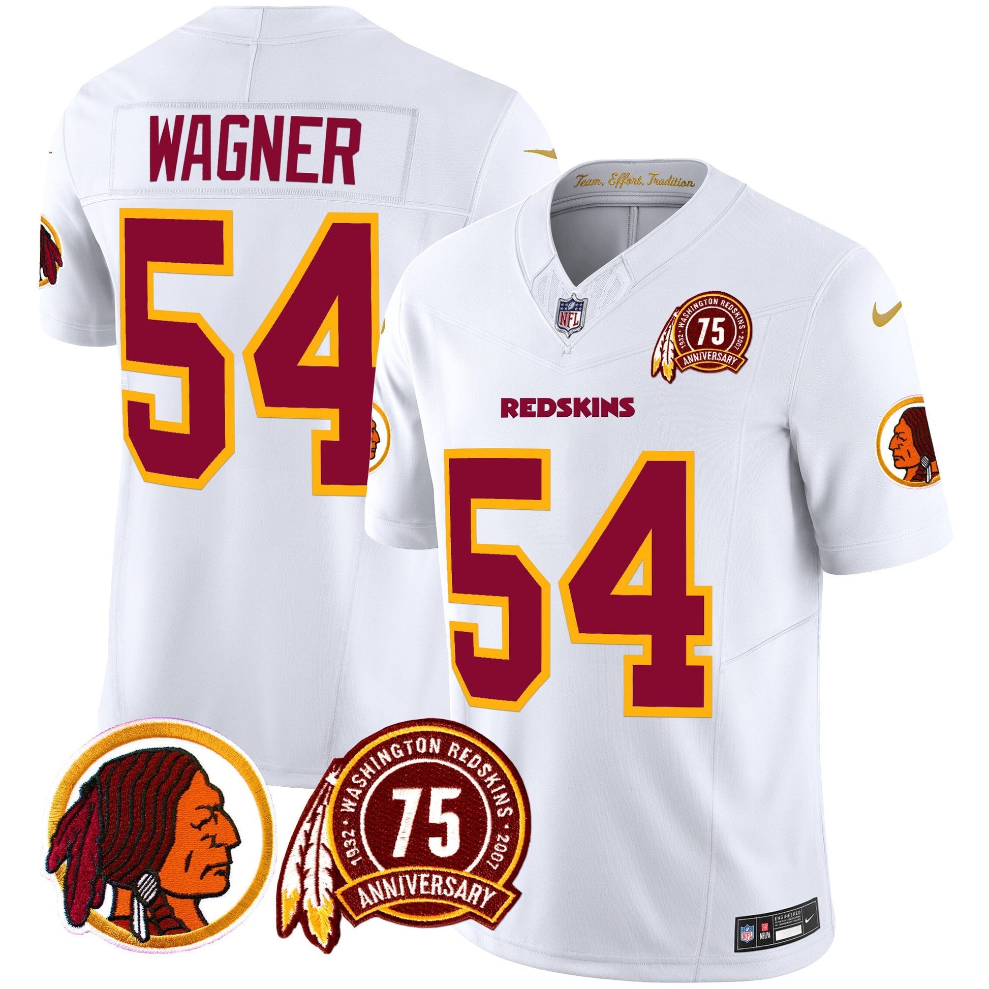Men's Washington Redskins 75th Patch Throwback Vapor Limited Jersey - All Stitched