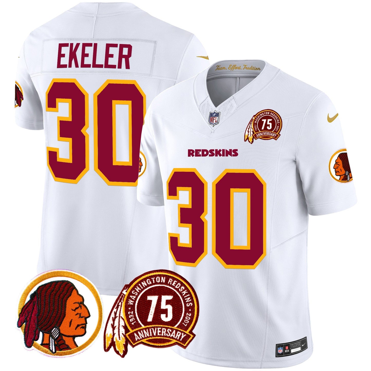 Men's Washington Redskins 75th Patch Throwback Vapor Limited Jersey - All Stitched