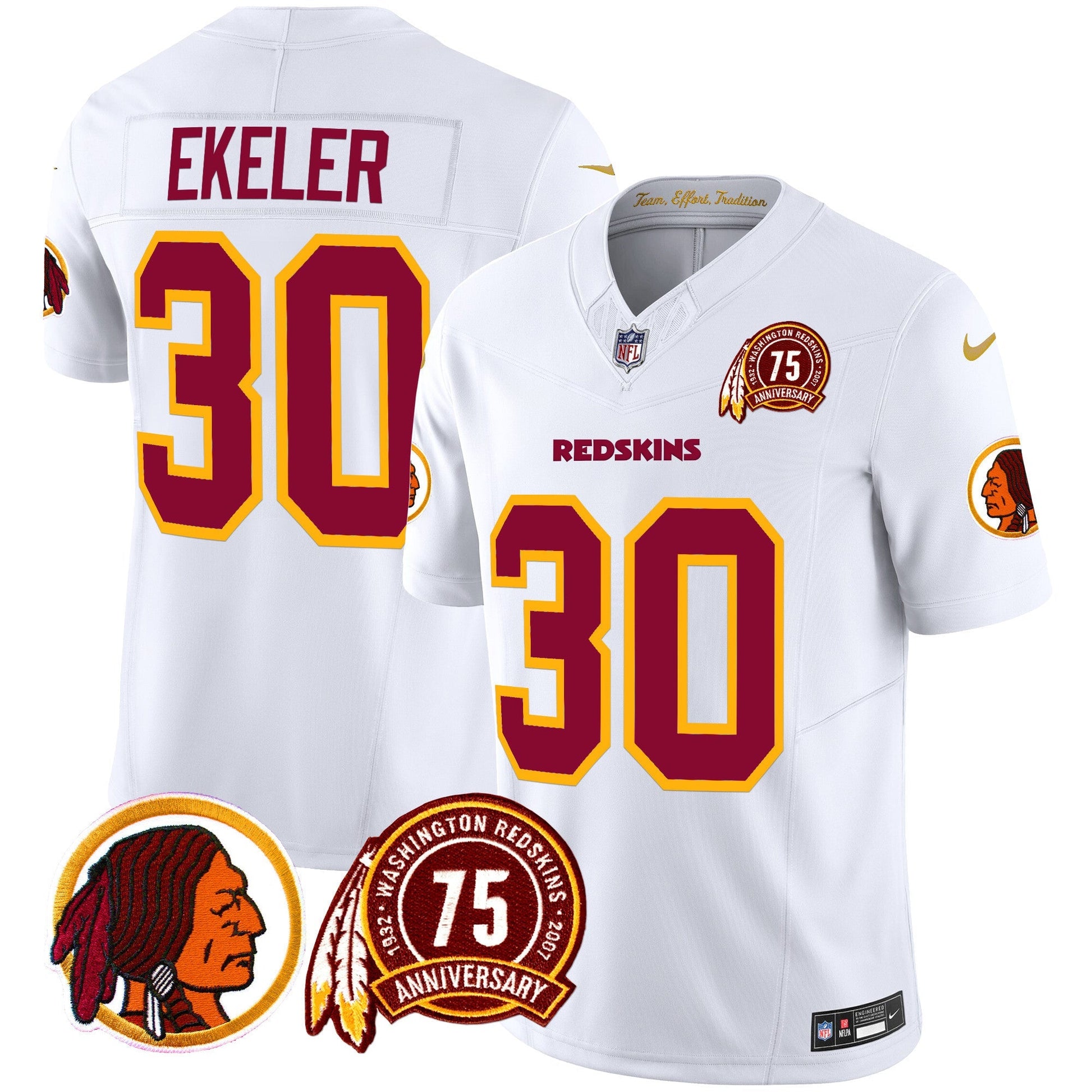Men's Washington Redskins 75th Patch Throwback Vapor Limited Jersey - All Stitched