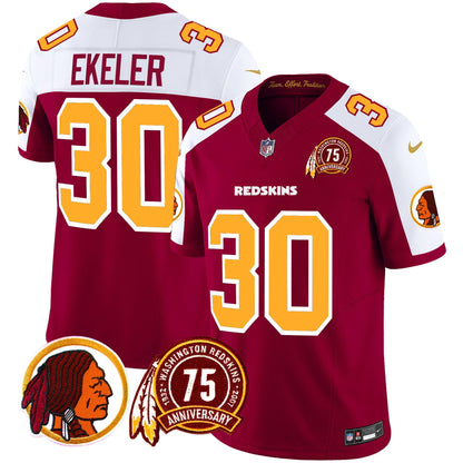 Men's Washington Redskins 75th Patch Throwback Vapor Limited Jersey - All Stitched