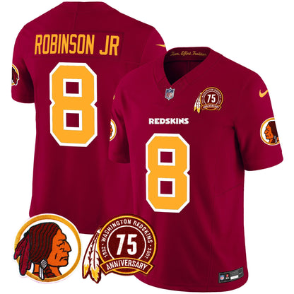 Men's Washington Redskins 75th Patch Throwback Vapor Limited Jersey - All Stitched