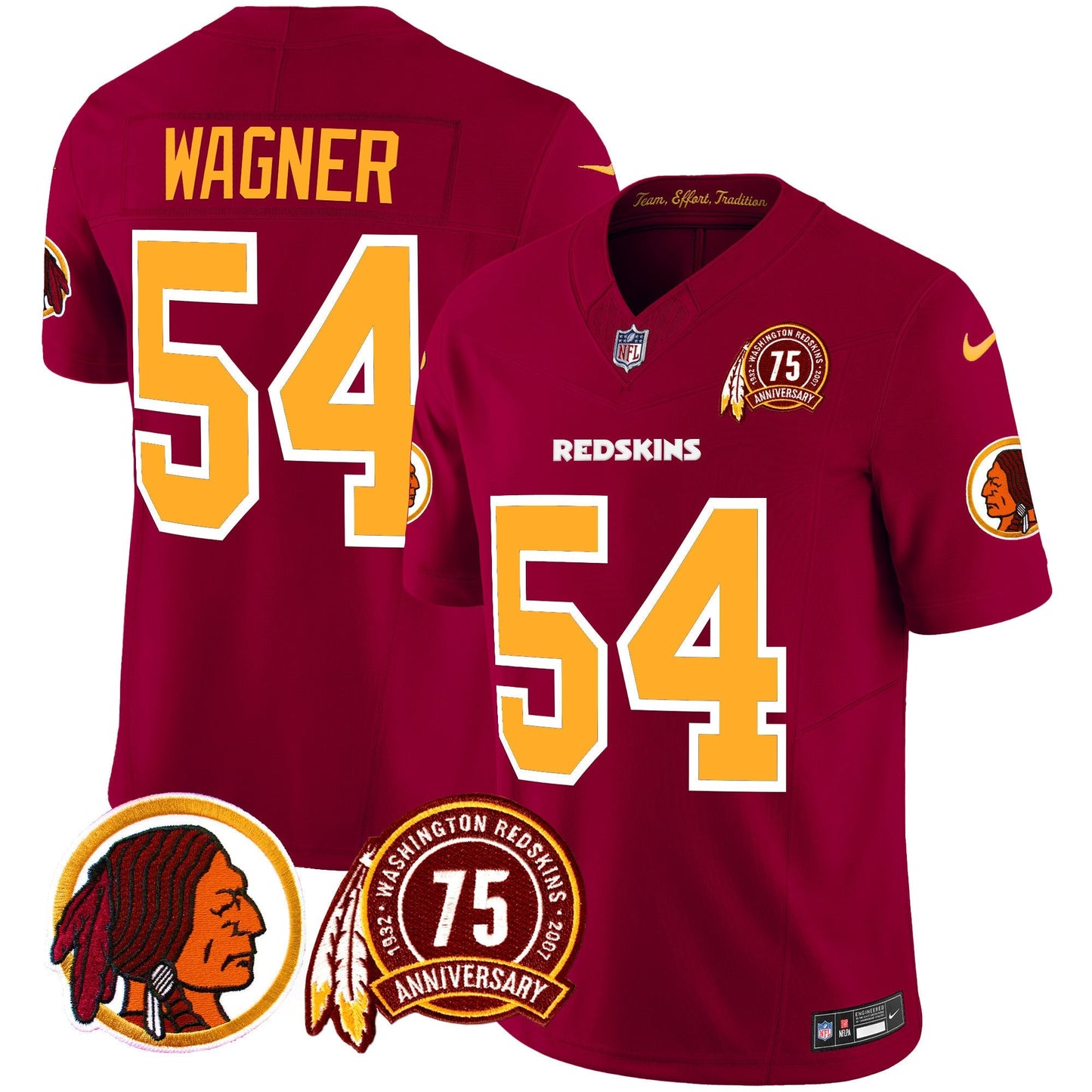 Men's Washington Redskins 75th Patch Throwback Vapor Limited Jersey - All Stitched