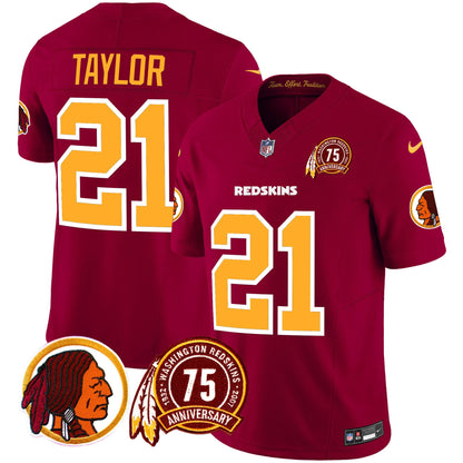 Men's Washington Redskins 75th Patch Throwback Vapor Limited Jersey - All Stitched