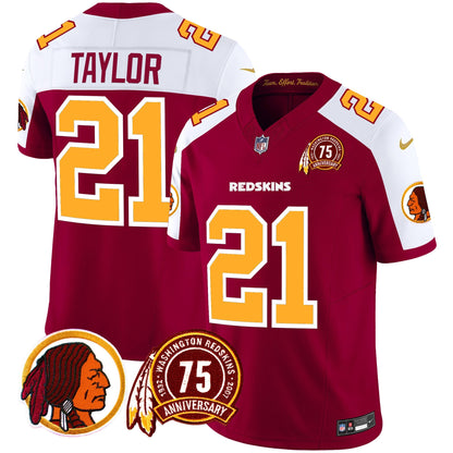 Men's Washington Redskins 75th Patch Throwback Vapor Limited Jersey - All Stitched