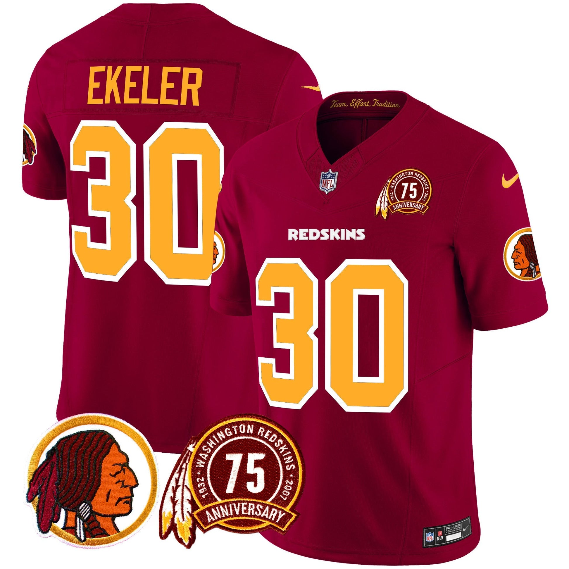 Men's Washington Redskins 75th Patch Throwback Vapor Limited Jersey - All Stitched