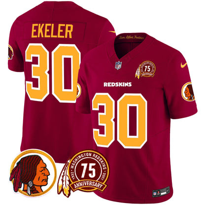 Men's Washington Redskins 75th Patch Throwback Vapor Limited Jersey - All Stitched