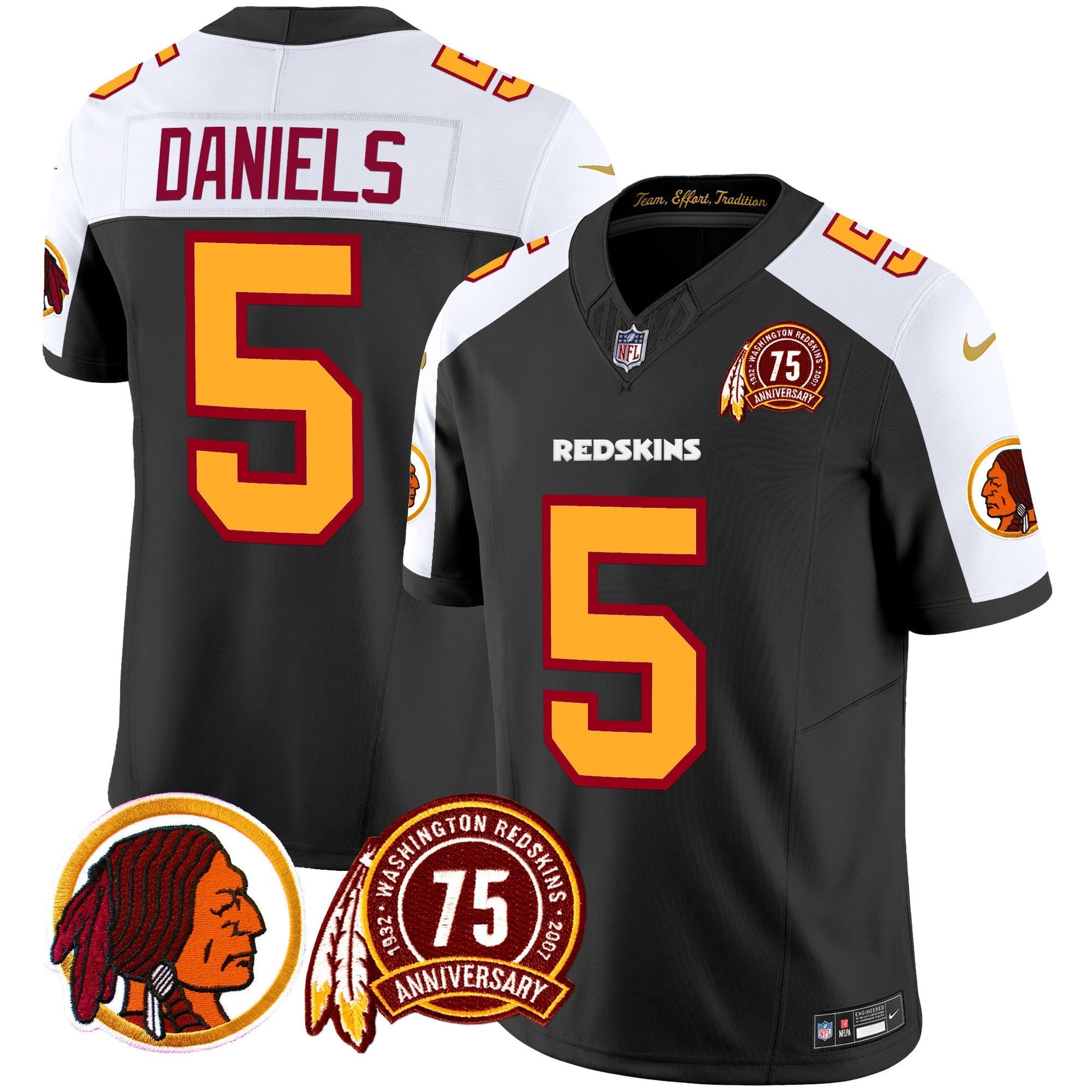 Men's Washington Redskins 75th Patch Throwback Vapor Limited Jersey - All Stitched