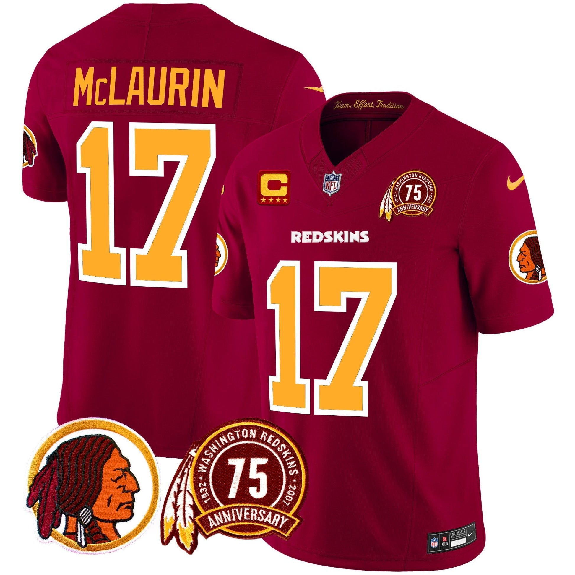 Men's Washington Redskins 75th Patch Throwback Vapor Limited Jersey - All Stitched