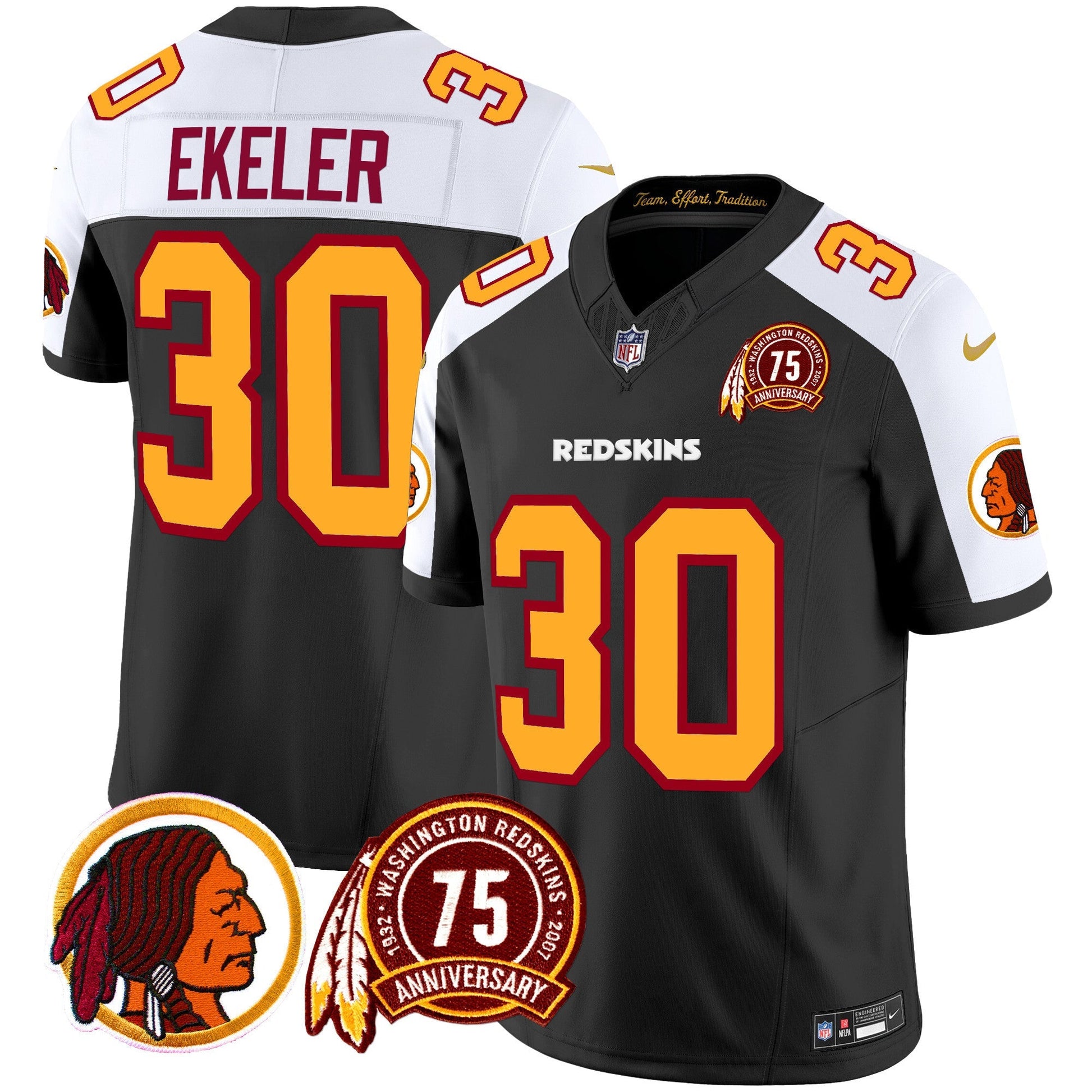 Men's Washington Redskins 75th Patch Throwback Vapor Limited Jersey - All Stitched