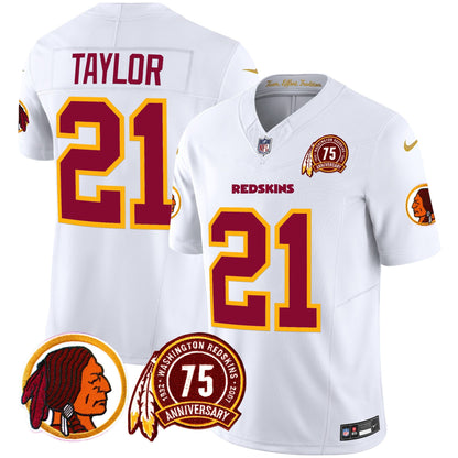Men's Washington Redskins 75th Patch Throwback Vapor Limited Jersey - All Stitched