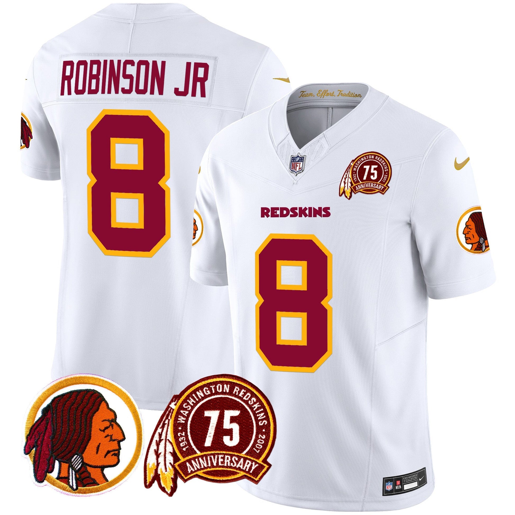 Men's Washington Redskins 75th Patch Throwback Vapor Limited Jersey - All Stitched
