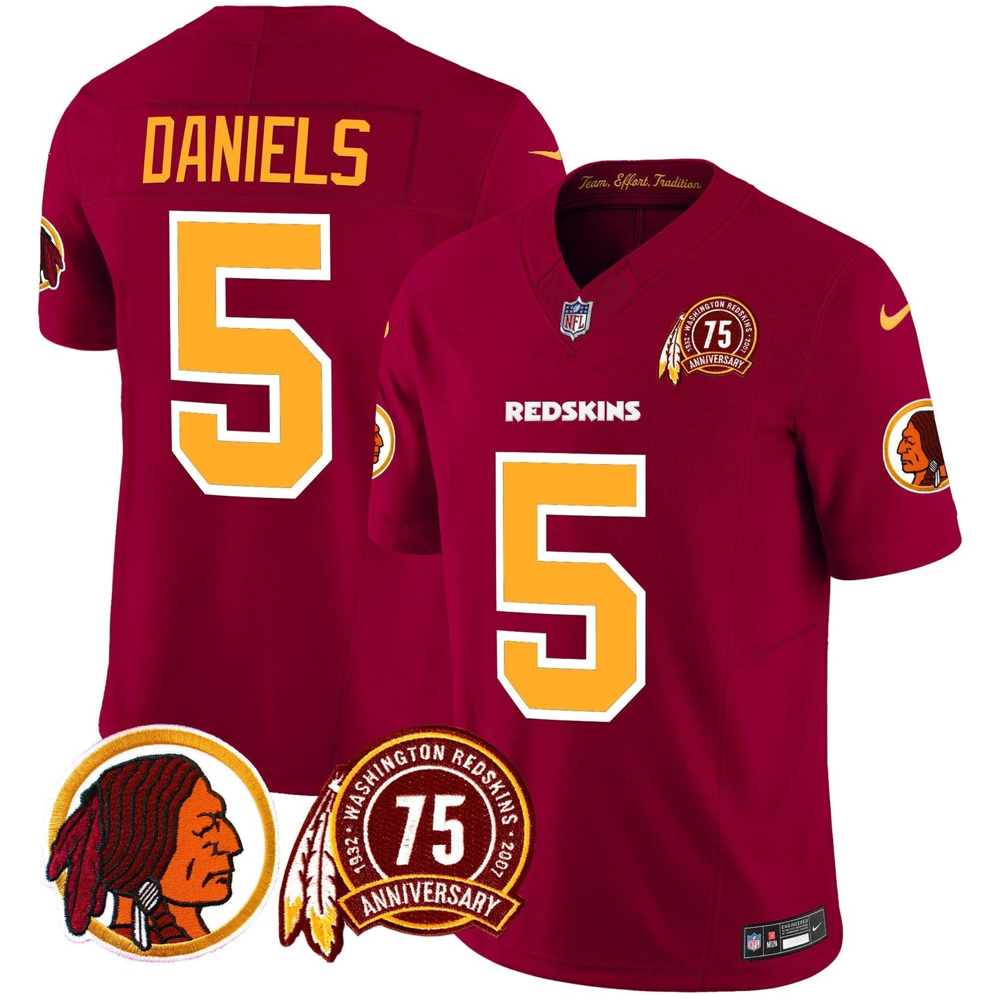 Men's Washington Redskins 75th Patch Throwback Vapor Limited Jersey - All Stitched