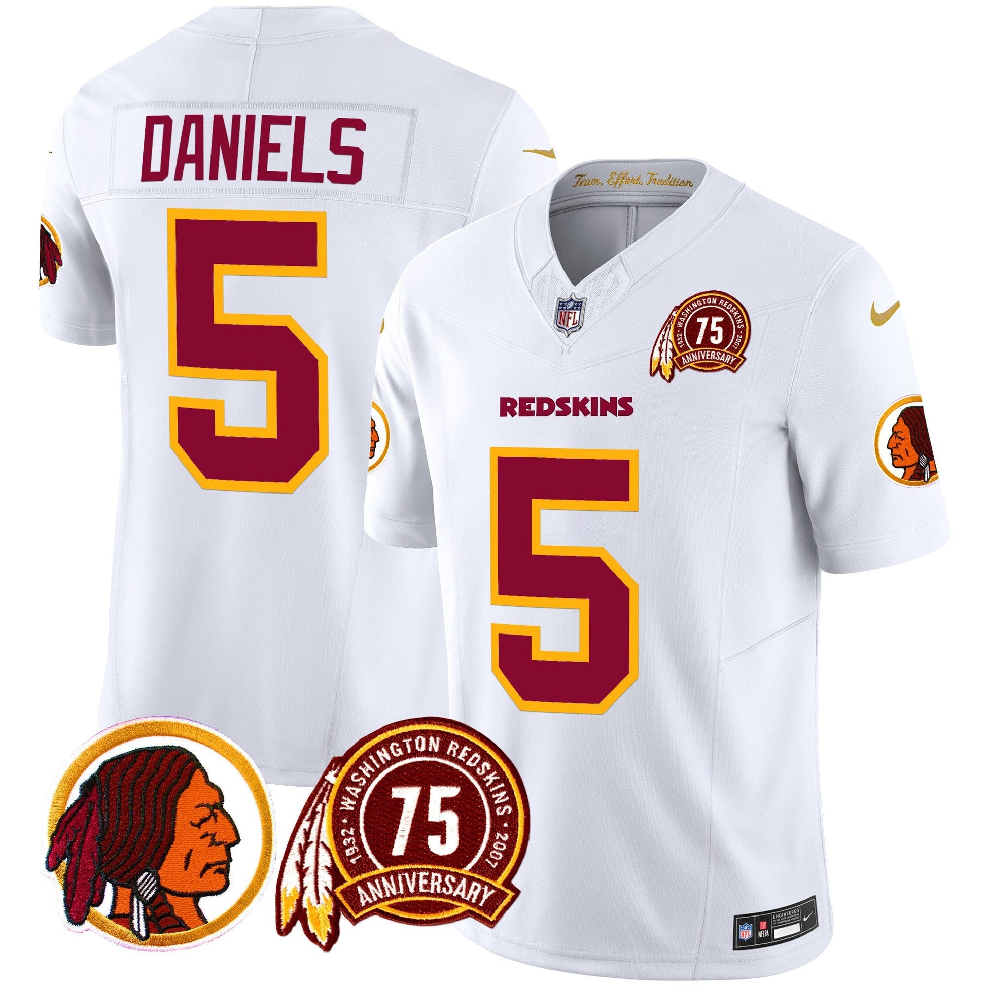 Men's Washington Redskins 75th Patch Throwback Vapor Limited Jersey - All Stitched