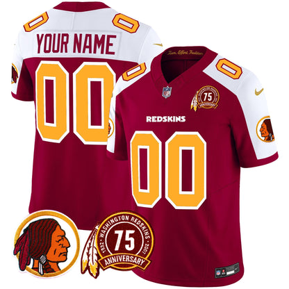 Washington Redskins 75th Patch Throwback Vapor Limited Custom Jersey - All Stitched