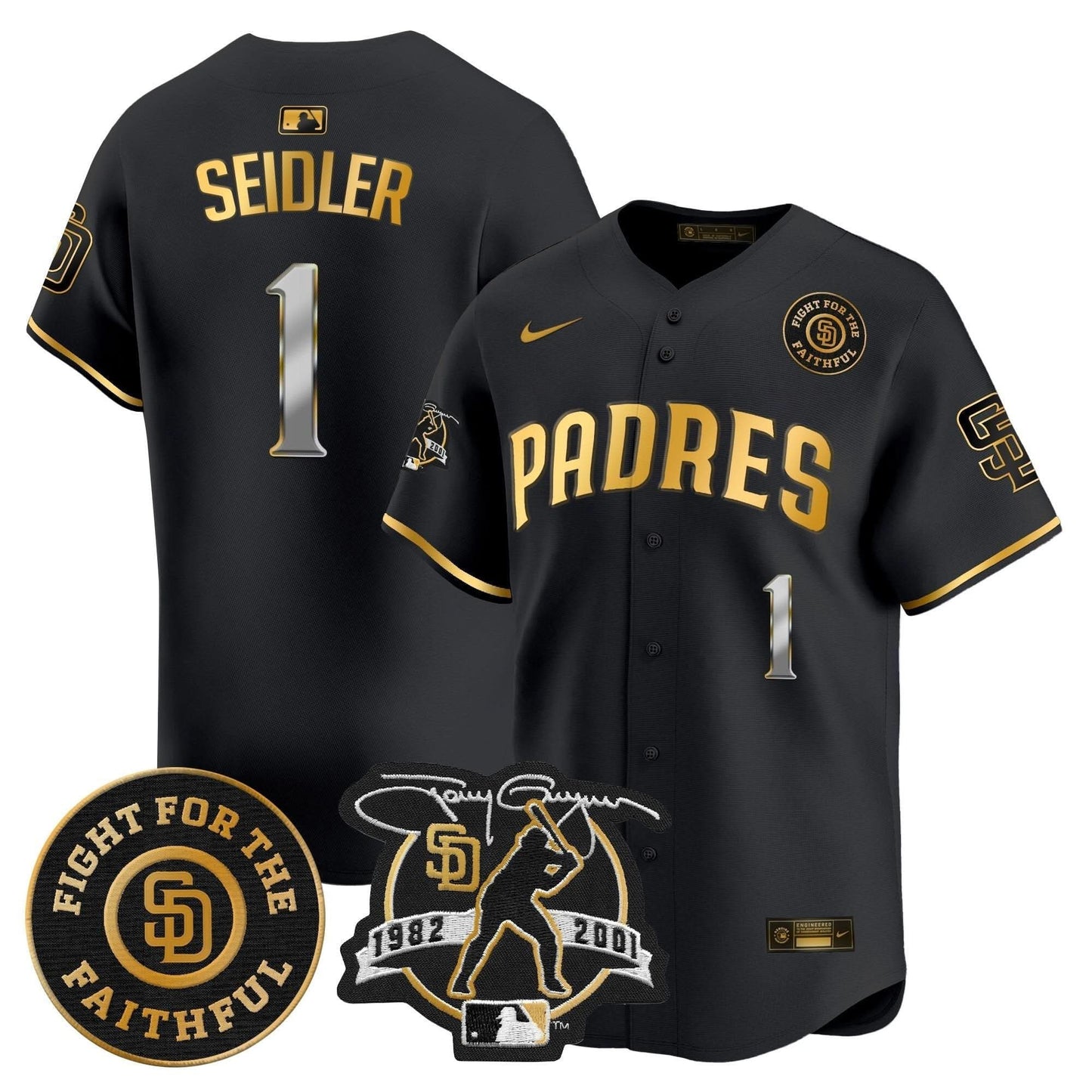 Padres Tony Gwynn & Faithful Patch Vapor Premier Limited Jersey – All Stitched
